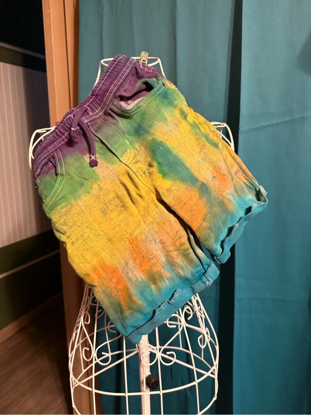 Cat & Jack Purple and Teal Tie-Dye Drawstring Shorts